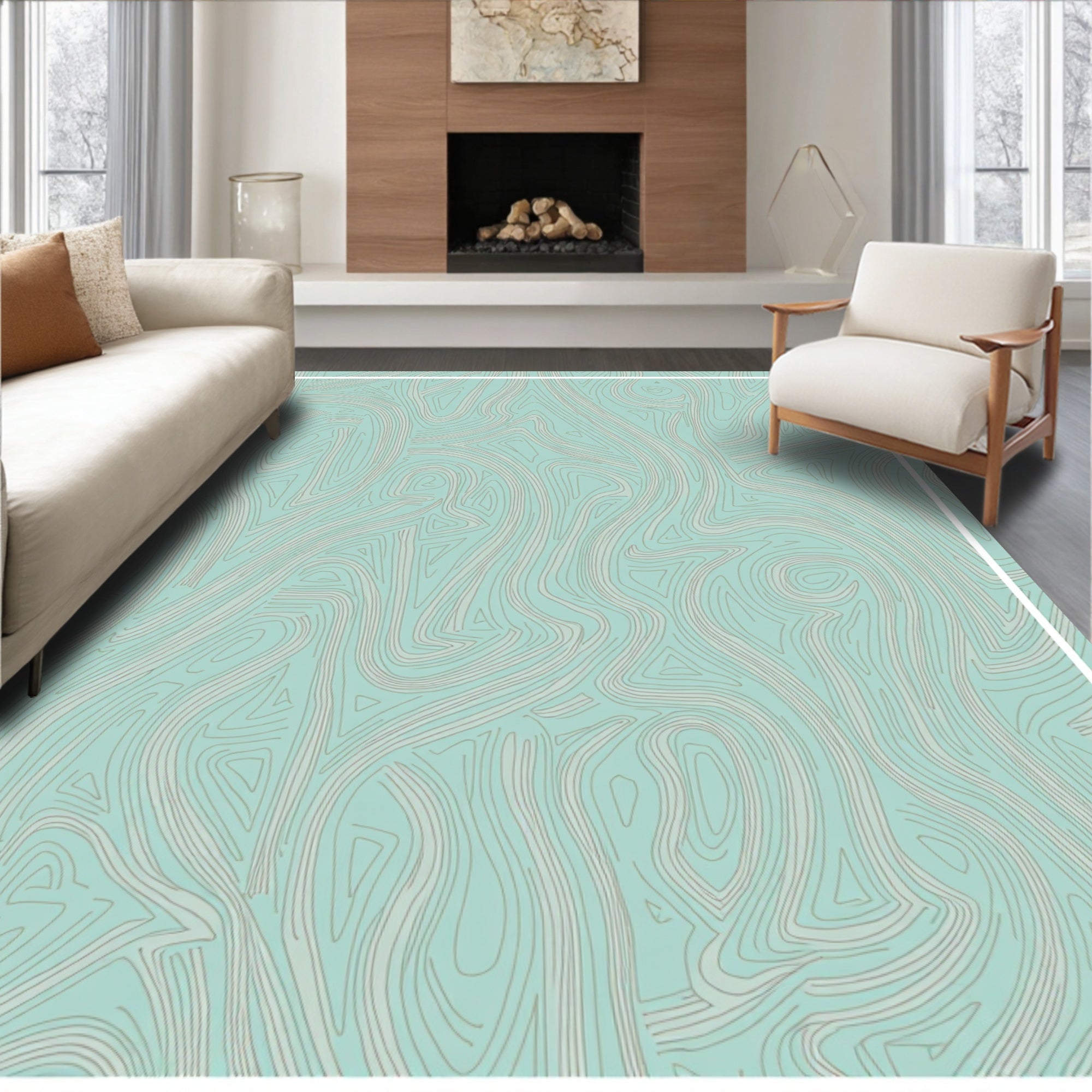 Abstract Swirling Contour Pattern Design Rug