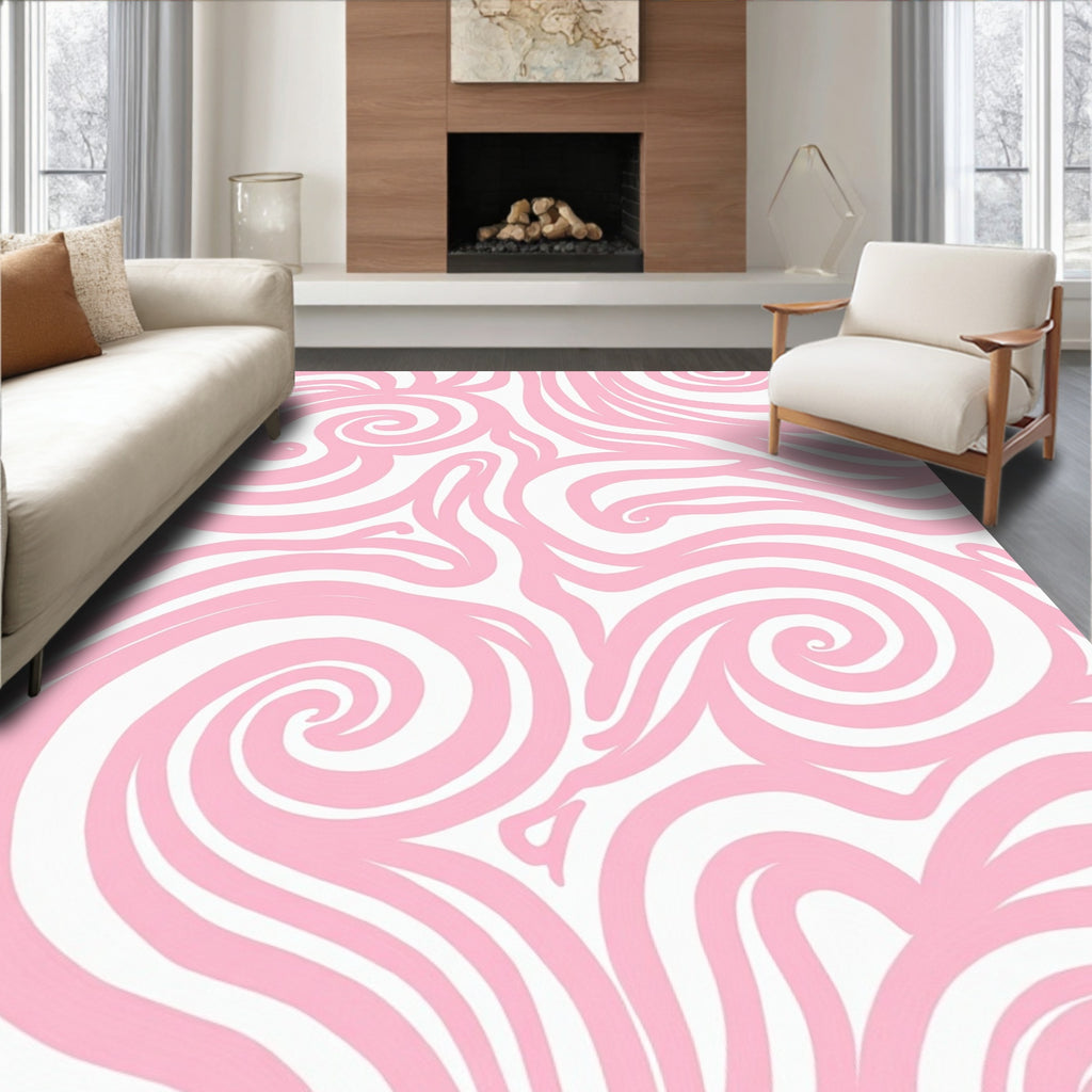 Abstract Pink Swirl Pattern Rug