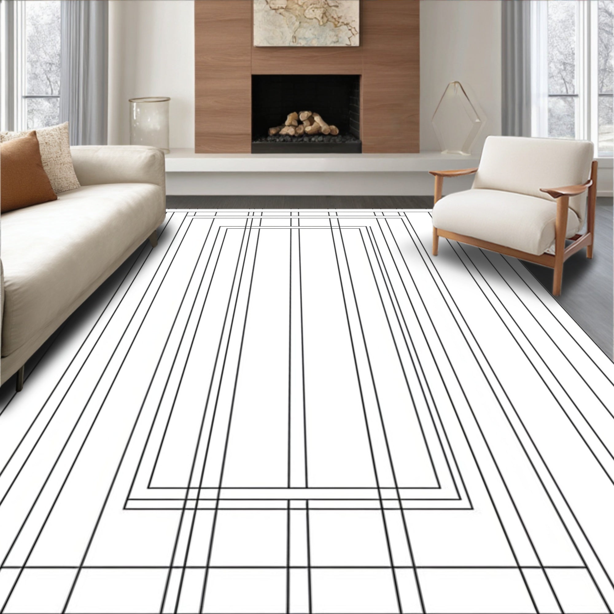 Modern Vertical Lines Rectangular Pattern Rug