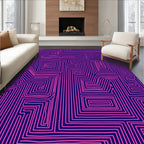 Pink Line Art Maze Pattern Rug