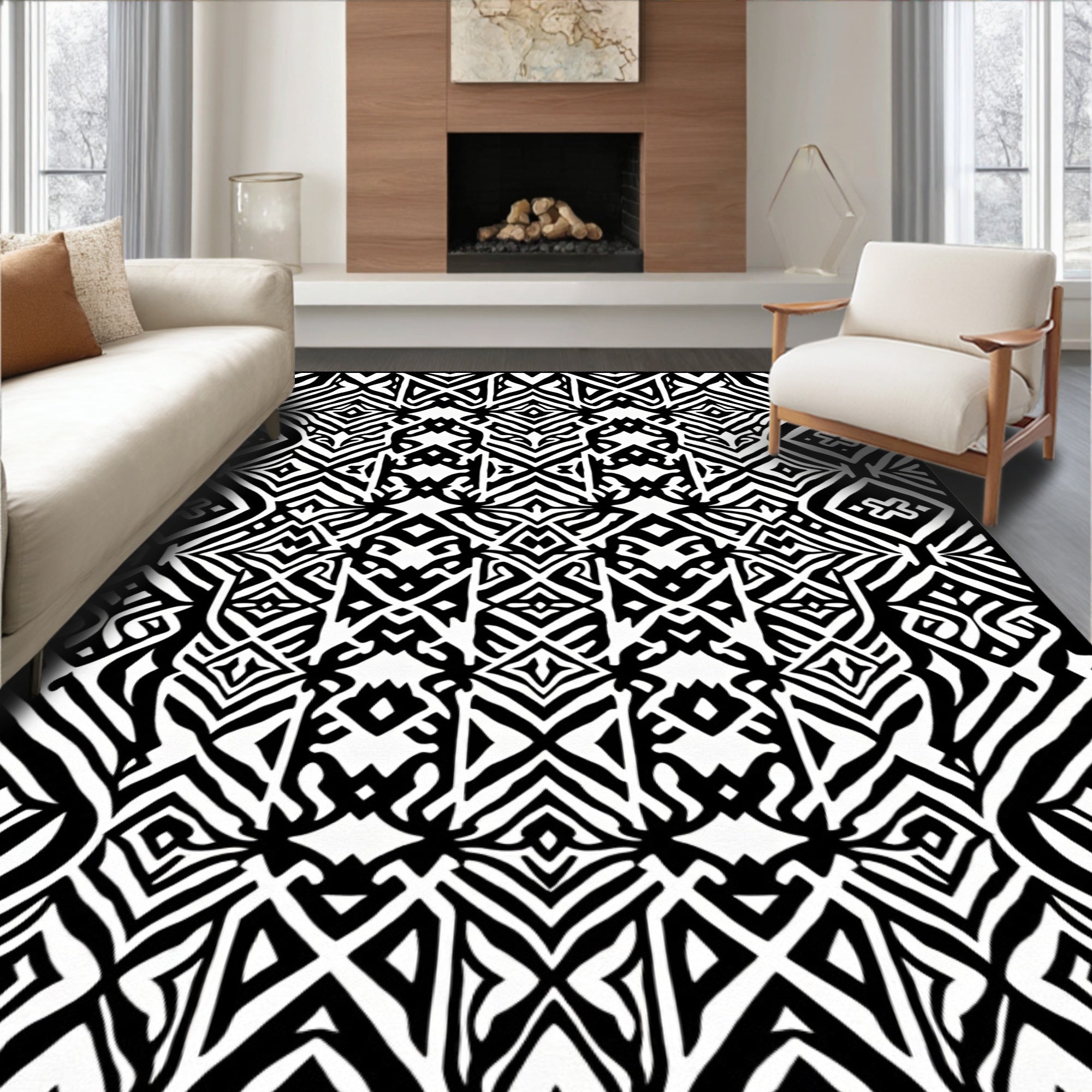 Bold Aztec Inspired Geometric Repeat Design Rug