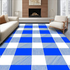 Bold Blue White Buffalo Check Print Rug