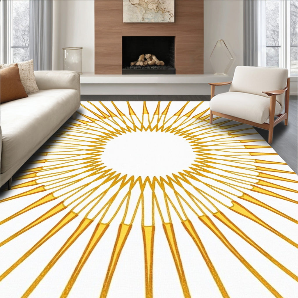 Radiant Sunburst Geometric Design Rug