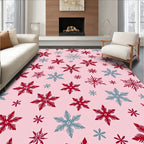 Red Blue Snowflake Pattern Design Rug