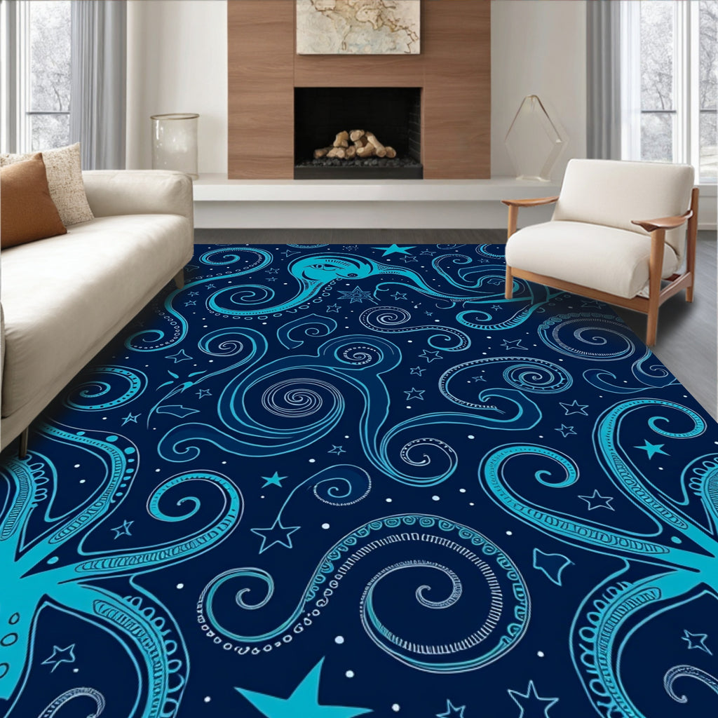 Celestial Octopus Swirls Pattern Rug