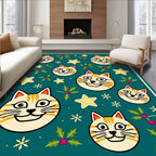 Playful Cats Stars Holly Pattern Rug