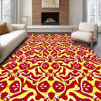 Bold Red White Yellow Symmetry Rug