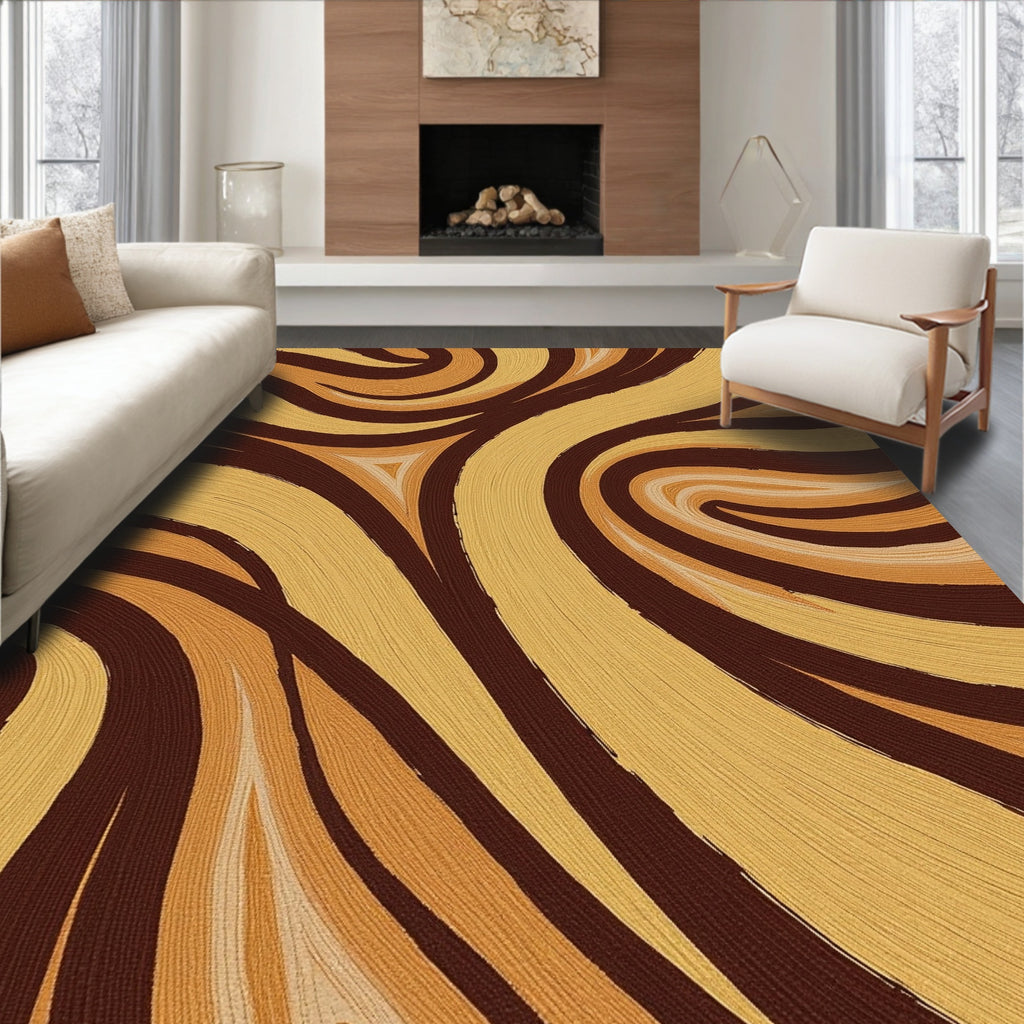 Swirling Abstract Warm Earth Tones Rug