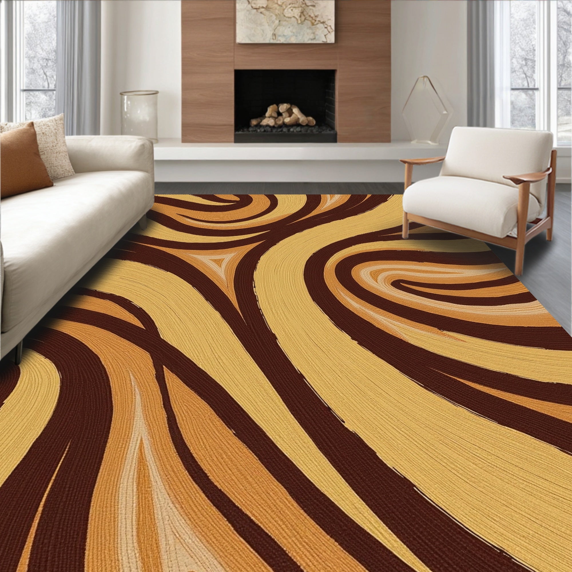 Swirling Abstract Warm Earth Tones Rug