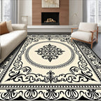 Ornate Scrollwork Medallion Cream Rug