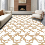 Geometric Abstract Tan Print Rug