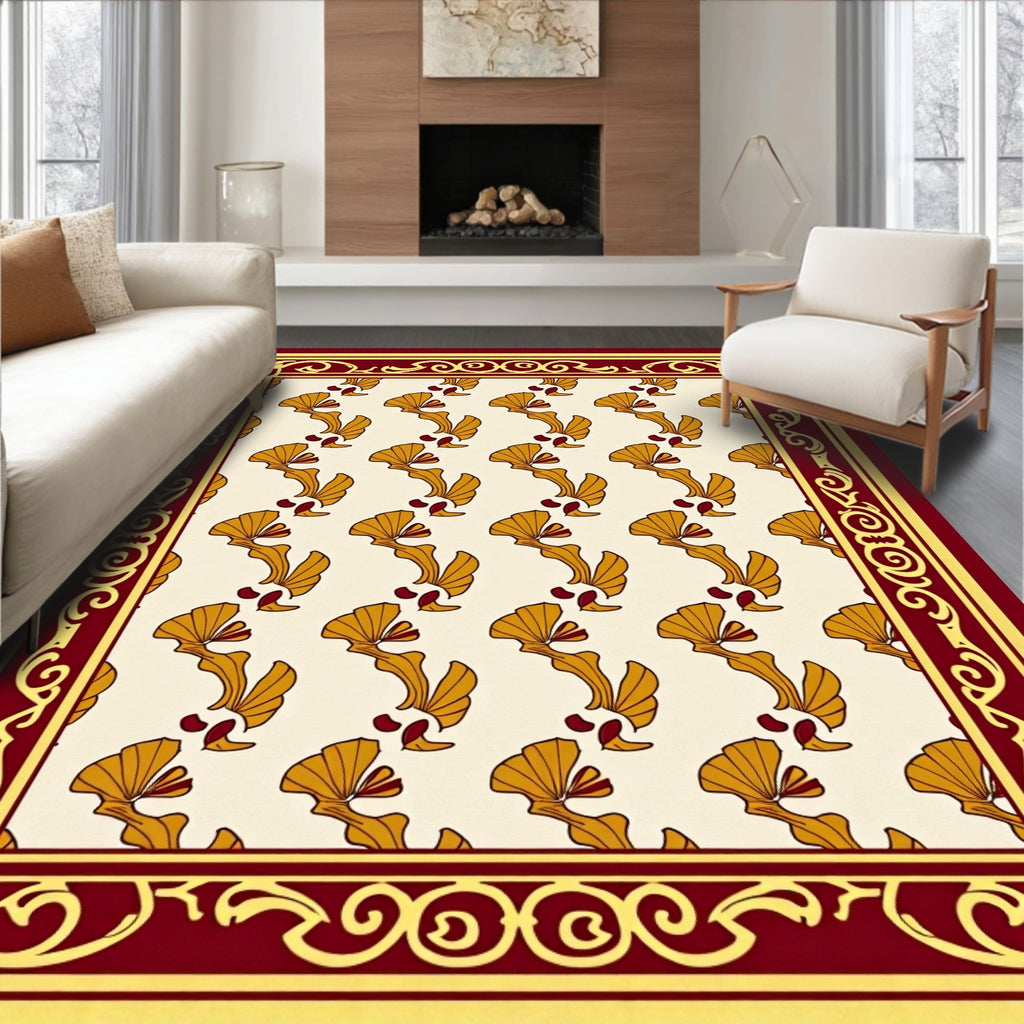 Golden Fan Motif Geometric Rug