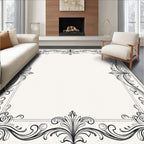 Elegant Black Wrought Iron Vine Border Rug
