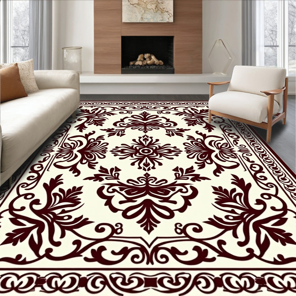 Intricate Floral Damask Pattern Rug