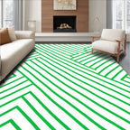 Green Hand Drawn Linear Abstract Rug