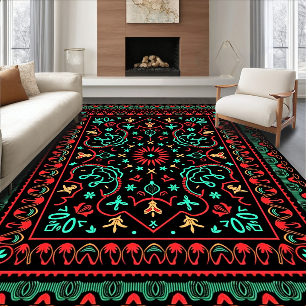 Bold Geometric Floral Pattern Rug