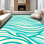 Aqua Blue Winding Lines Pattern Rug