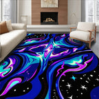 Cosmic Blue Purple Abstract Fluid Rug