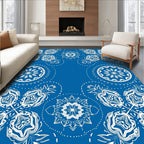 Intricate Blue White Floral Mandalas Rug