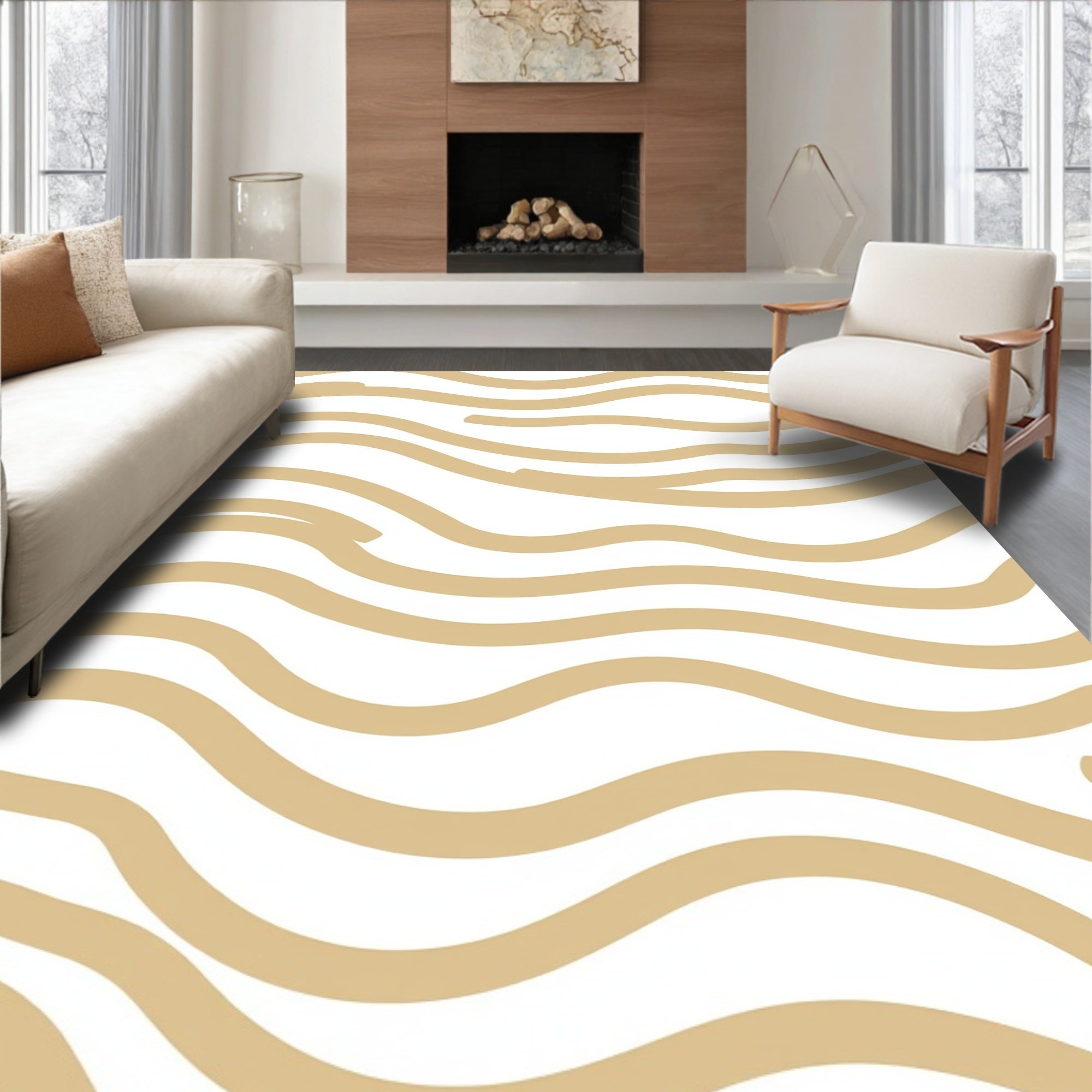 Abstract Wavy Sand Pattern Design Rug