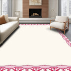 Elegant Red Floral Scrollwork Border Rug