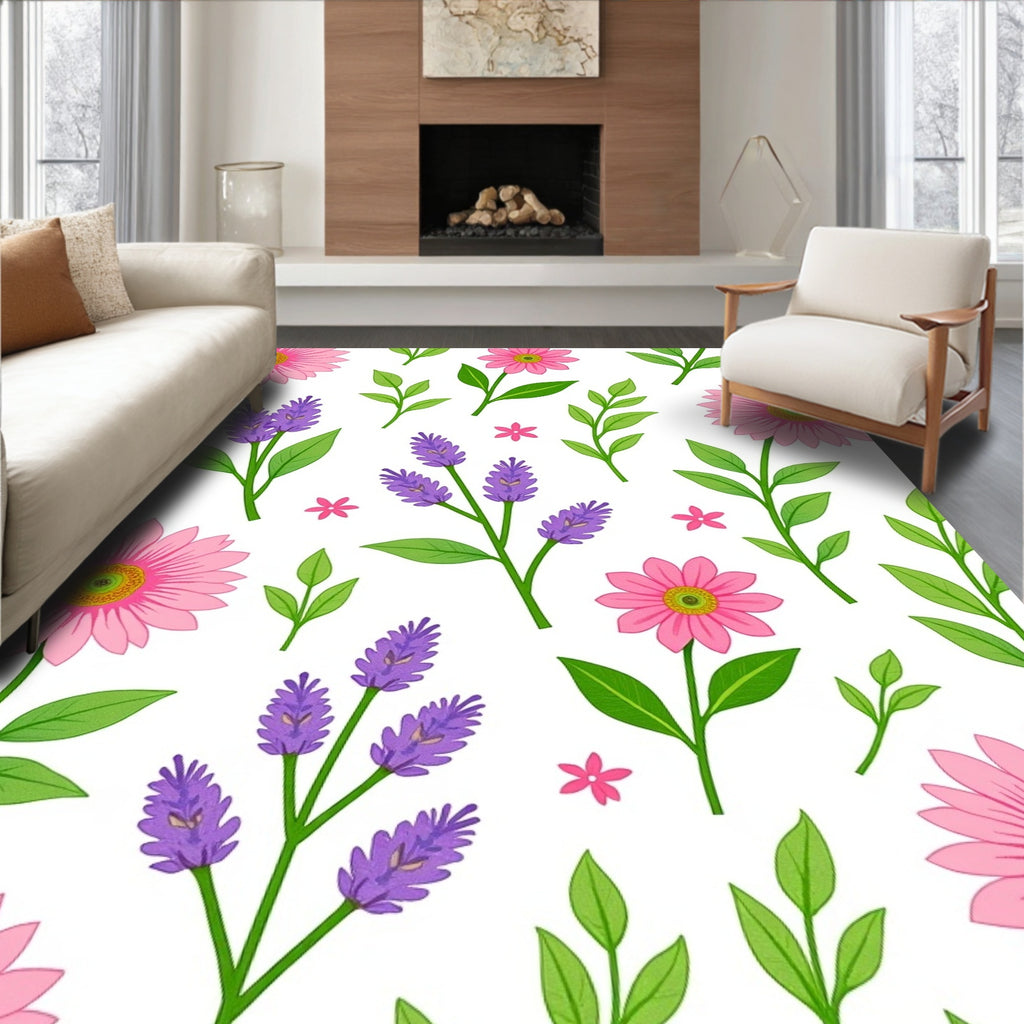 Pink Lavender Botanical Charm Rug