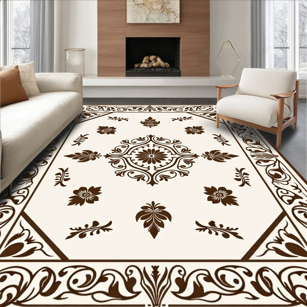 Ornate Floral Leaf Pattern Rug