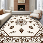 Ornate Floral Leaf Pattern Rug
