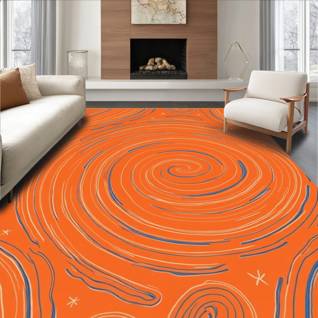 Orange Swirl Abstract Pattern Rug