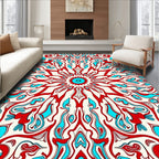 Bold Red Teal Swirl Mandala Rug