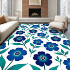 Blue Floral Pattern Petal Design Rug