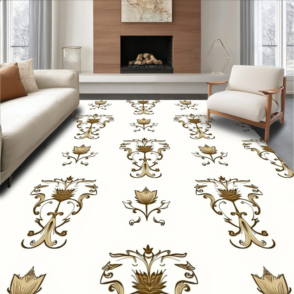 Floral Symmetry Vintage Damask Rug