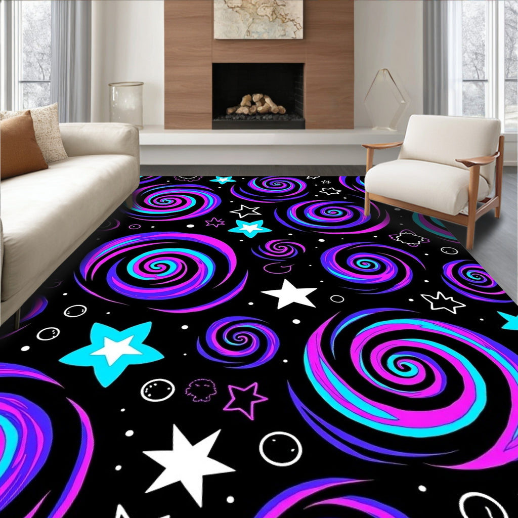 Cosmic Swirls and Stars Rug