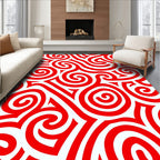 Bold Red Swirl Interlocking Curves Rug