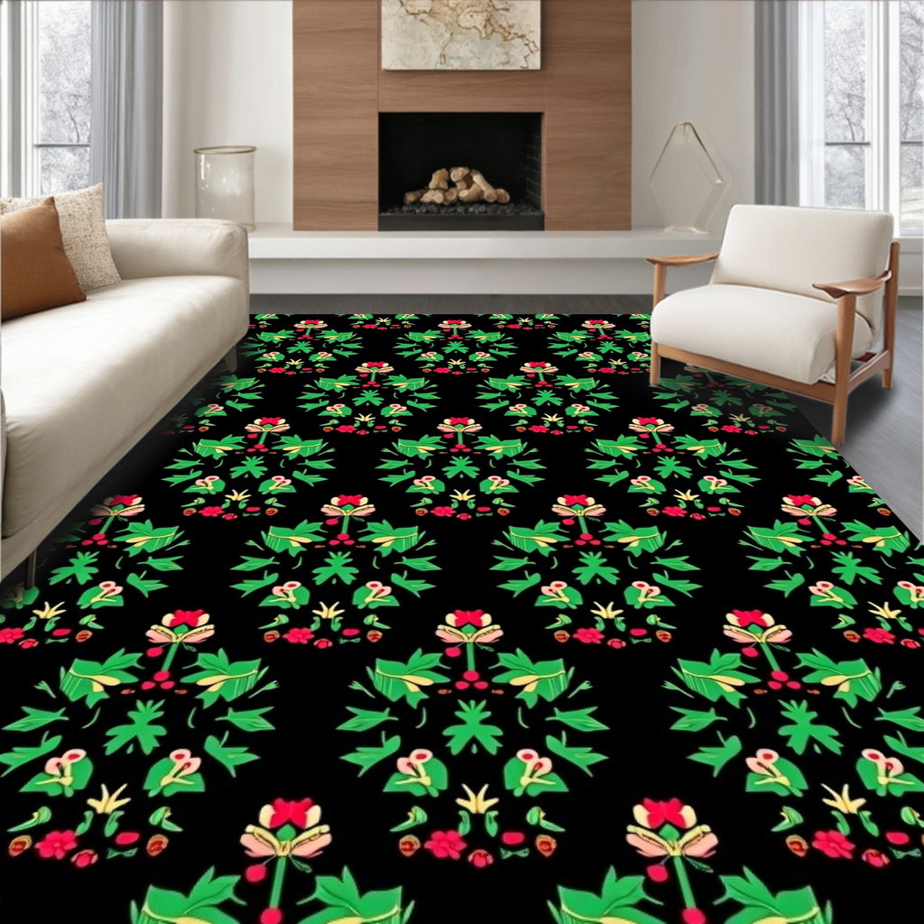Floral Medallion Dark Pattern Design Rug