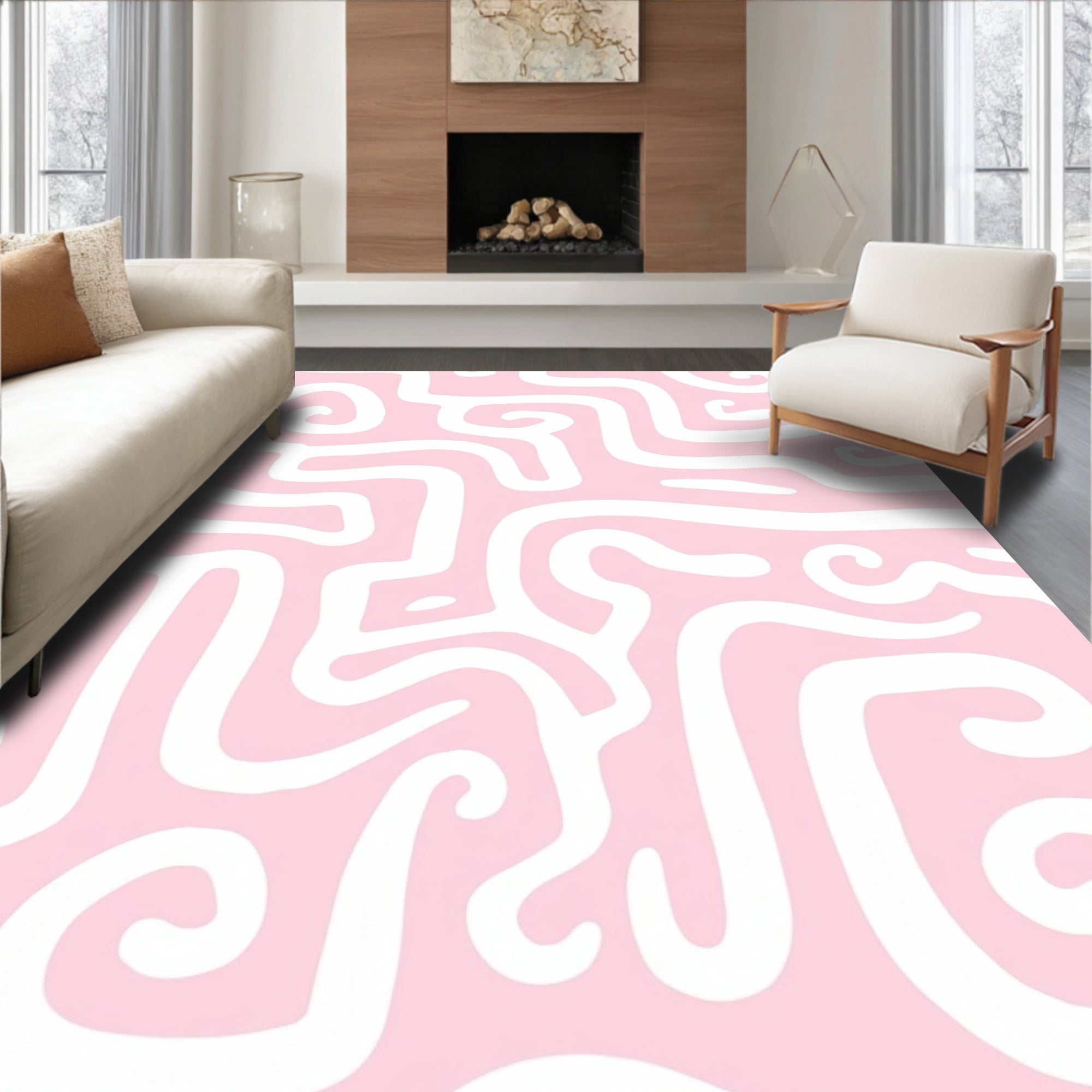 Playful Swirl Pastel Pattern Rug
