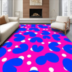 Bold Blue Organic Shapes On Pink Rug