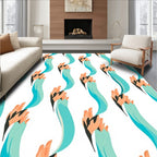 Abstract Coral Blue Organic Flow Rug