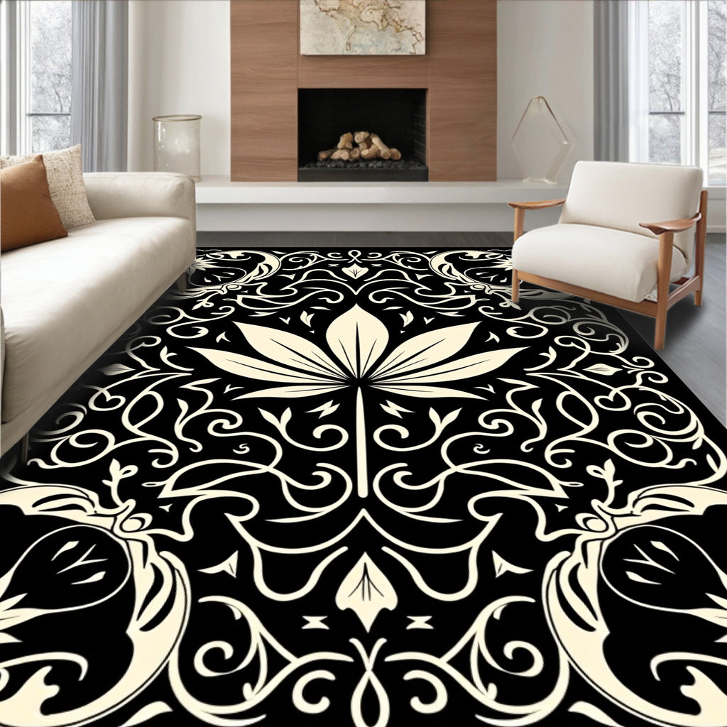 Classic Floral Swirl Scroll Pattern Rug