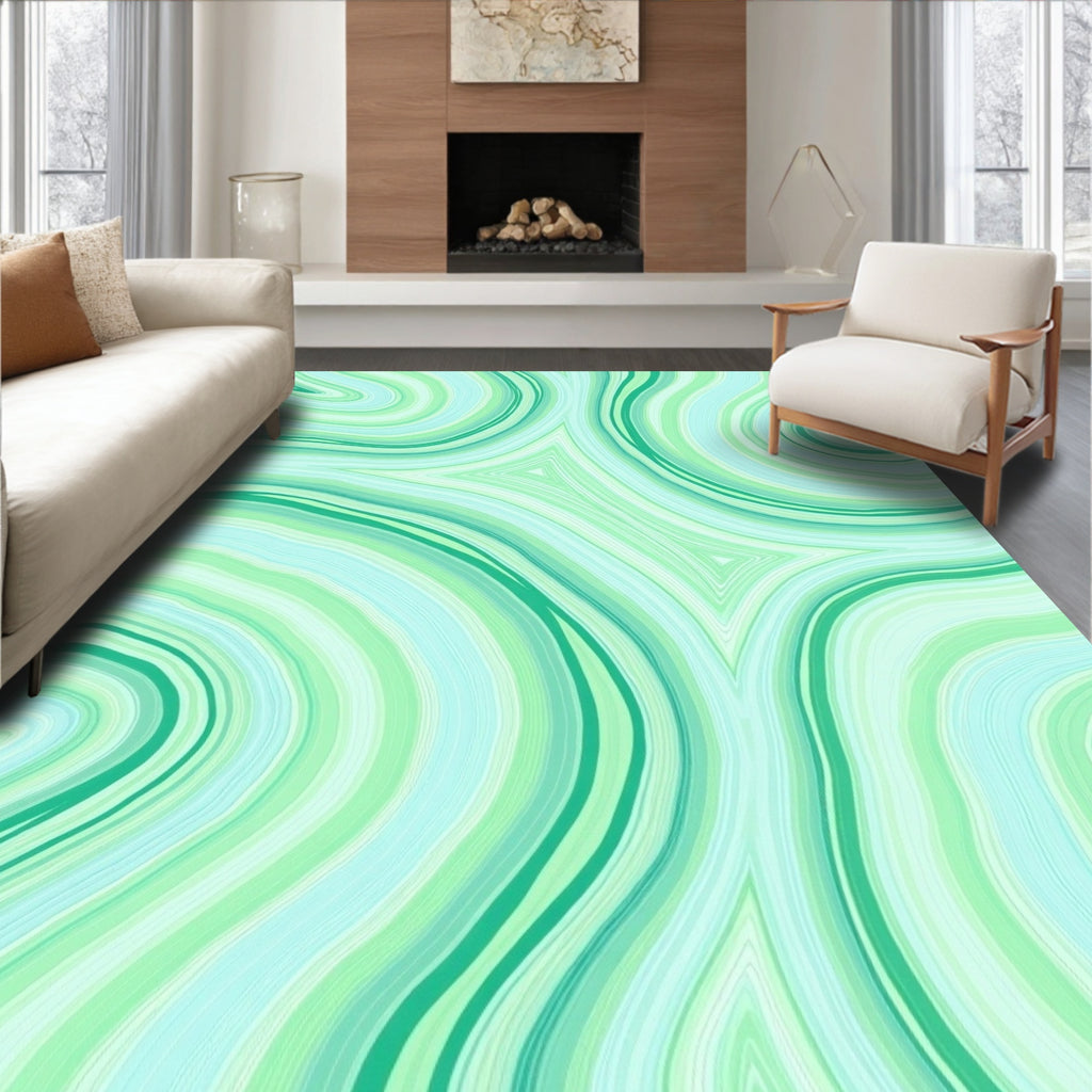 Abstract Swirl Pattern with Green Tones Rug