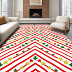 Red White Gold Green Star Garland Chevron Rug