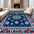 Winter Snowflakes Red Berries Deer Rug