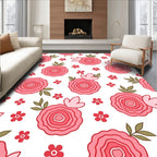 Pink Rosebuds And Petals Pattern Rug