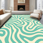 Aqua Cream Fluid Swirl Pattern Rug
