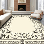Ornate Floral Vine Border Design Rug