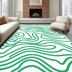 Green Abstract Wavy Lines Design Rug