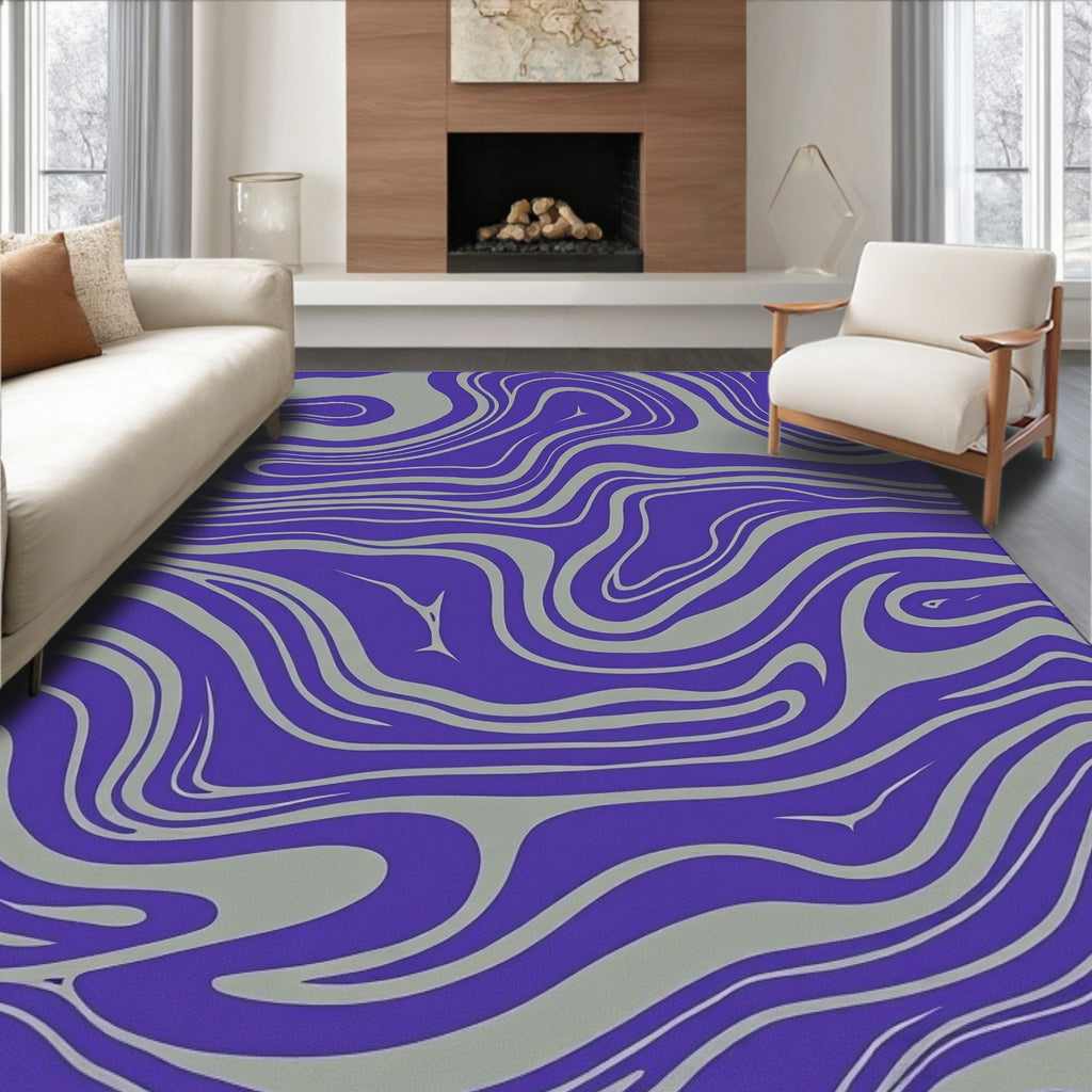 Purple Gray Swirl Pattern Rug