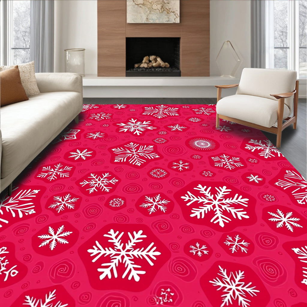 Winter Snowflake Patterned Rug