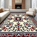 Ornate Floral Scrollwork With Border Rug