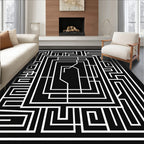 Minimalist Geometric Maze Pattern Rug